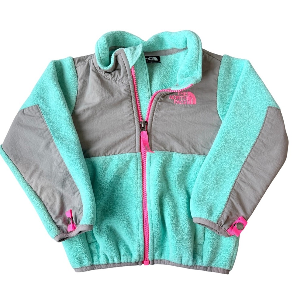 The North Face Girls Denali Fleece Jacket‎ 2T Teal Pink Full Zip Cozy